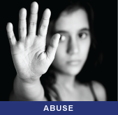Woman showing her hand to stop Abuse